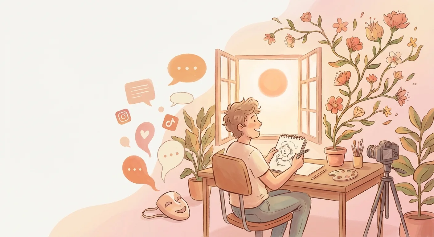 Person confidently creating authentic content on laptop, breaking free from people-pleasing to show their true voice online